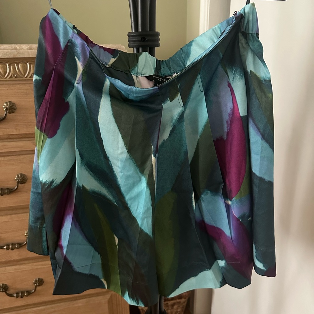 Banana Republic Factory Silky Pleated Colorful (Teal/Purple) Skort
